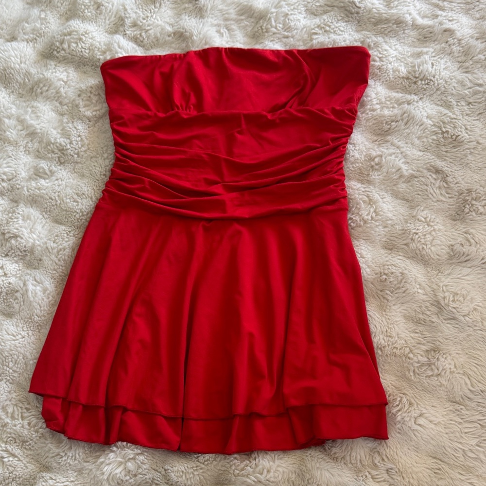 Thatssofetch Chic Strapless Red Dress - image 5